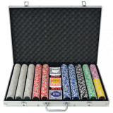Set de poker cu 1000 de jetoane cu laser din aluminiu GartenMobel Dekor, vidaXL