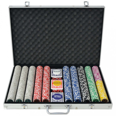 vidaXL Set de poker cu 1000 de jetoane cu laser din aluminiu foto