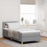 VidaXL Pat cu arcuri cu saltea Gri deschis 90x200 cm Țesătură