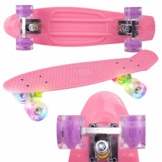 Skateboard cu led-uri pentru copii 56x15cm Roz