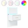 Noptiera montata pe perete cu lumini LED, alb, DKD Home Decor
