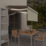 VidaXL Copertină retractabilă manual cu stor&amp;LED, crem, 3,5x2,5 m