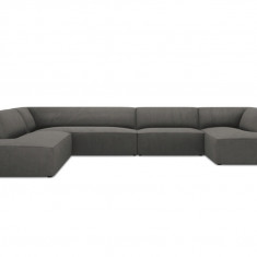 Coltar panoramic stanga 7 locuri, Ruby, Micadoni Home, BL, 366x273x69 cm, velur, gri inchis