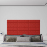 VidaXL Panouri perete 12 buc. roșu vin 60x15cm piele ecologică 1,08 m&sup2;