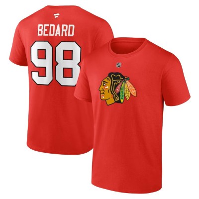 Chicago Blackhawks tricou de bărbați Connor Bedard #98 Draft 2023 Stack Logo Name &amp;amp;amp; Number Red - 3XL foto