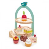 Set de joaca, Stand pentru prajituri, din lemn, Tender Leaf Toys, 9 piese