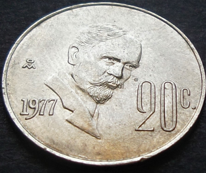 Moneda 20 CENTAVOS - MEXIC, anul 1977 * cod 3387 B = A.UNC