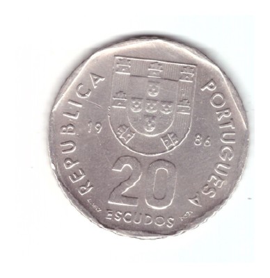 Moneda Portugalia 20 escudos 1986, stare foarte buna, curata foto