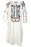 Rochie traditionala dama R24, alb/mov , marimea 3XL