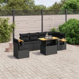 Cumpara ieftin Set canapele de grădină cu perne, 7 piese, negru, poliratan