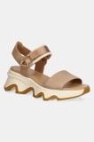 Sorel sandale de piele KINETIC IMPACT Y femei, culoarea bej, cu platforma, 2030461247