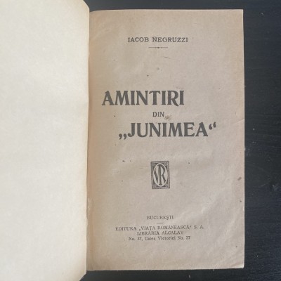 Iacob Negruzzi, Amintiri din Junimea, 1939 foto