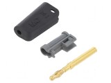 Conector banană 4mm 32A negru aurit pe cablu