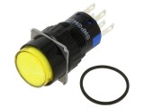 Comutator ONPOW acţionat prin apăsare - 0,5A/220VAC, IP65, LED galben
