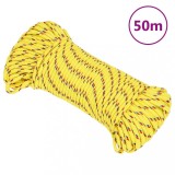 VidaXL Fr&acirc;nghie de barcă, galben, 5 mm, 50 m, polipropilenă