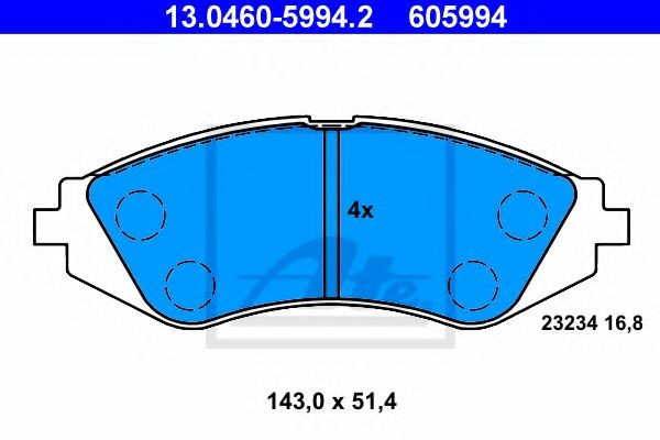 Set placute frana,frana disc DAEWOO NUBIRA Limuzina (KLAJ) (1997 - 2016) ATE 13.0460-5994.2