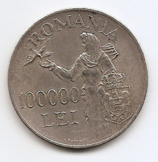 Romania 100 000 Lei 1946 ? Mihai I, Argint 25g/700, MV1-21 , 37 mm KM-71 foto