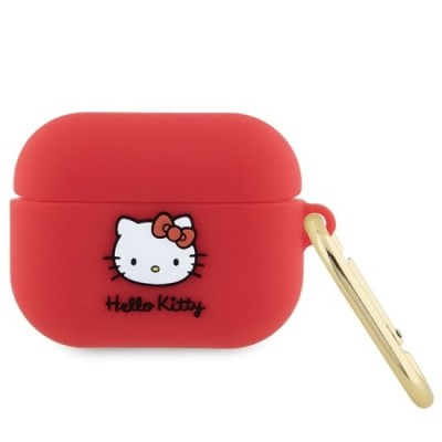 Husa pentru Apple AirPods Pro 1 - Hello Kitty Silicone 3D Kitty Head (HKAP3DKHSF) - Red foto