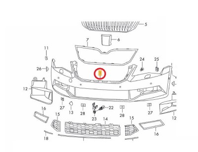 Bara fata Skoda Superb (3v), 05.2015-07.2019, cu locas pt spalator si asistenta la parcare; gata de vopsit (fara primer), Aftermarket foto