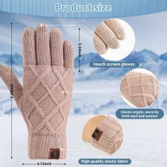 Manusi de dama H, 24.3 x 12 cm, textil, bej