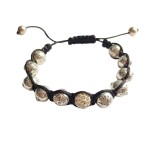 Cumpara ieftin Bratara Argintie Femei cu Pietre Hematit si Charm, Ajustabila 16-24 cm. Bratara Fashion BR70