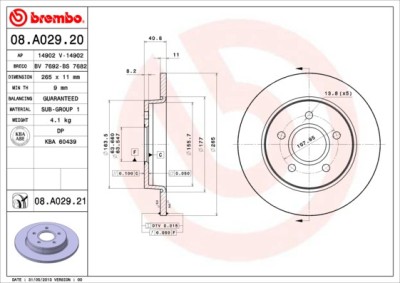 BREMBO 08.A029.21 PRIME LINE - UV Coated Disc frana foto