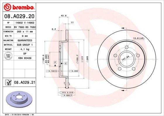 BREMBO 08.A029.21 PRIME LINE - UV Coated Disc frana
