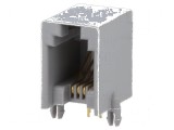 Conector RJ9 Soclu cu 4 Contacte din Bronz-Fosfor Aurit THT pentru Telecomunicații