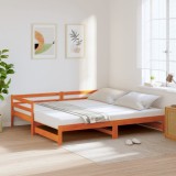 VidaXL Pat de zi cu extensie, maro ceruit, 90x200cm, lemn masiv de pin