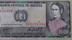 BANCNOTA 1000 PESOS BOLIVIANOS 1982-BOLIVIA foto
