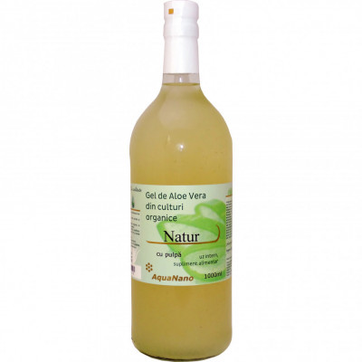 GEL ALOE VERA NATUR ORGANIC CU PULPA - STICLA 1L AGHORAS foto