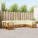 vidaXL Seturi de canapele 10 pcs Natural și Crem Lemn Solid de Acacia 3375540