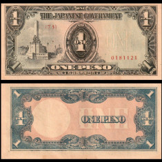 FILIPINE █ bancnota █ 1 Peso █ 1943 █ P-109a █ UNC █ necirculata