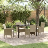 VidaXL Set de dining pentru grădină , 5 piese, Bej, Poliratan