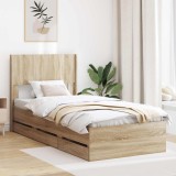 Cumpara ieftin Cadru de pat cu depozitare si tablie Stejar Sonoma 75 x 190 cm