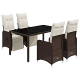 Cumpara ieftin Set bistro de gradina, 5 piese, cu perne, maro, poliratan