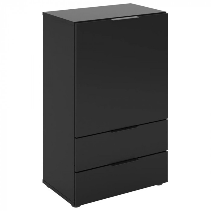 FMD Comoda cu sertar si usi, negru, 49,7x31,7x81,3 cm GartenMobel Dekor