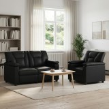 Set de canapea 2 pcs Negru Piele artificiala