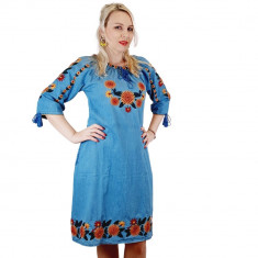 Rochie Traditionala din denim Sanda 50 foto