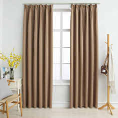 Draperii opace cu carlige, 2 buc., gri taupe, 140 x 225 cm GartenMobel Dekor foto