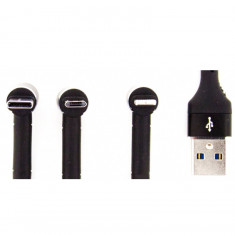 Cablu de date 3in1 USB to Lightning, Type-C, Micro-USB Black, AM+