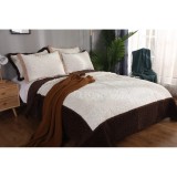 Cumpara ieftin Set Cuvertura Pat Catifea cu Blanita, Maro -LIM59