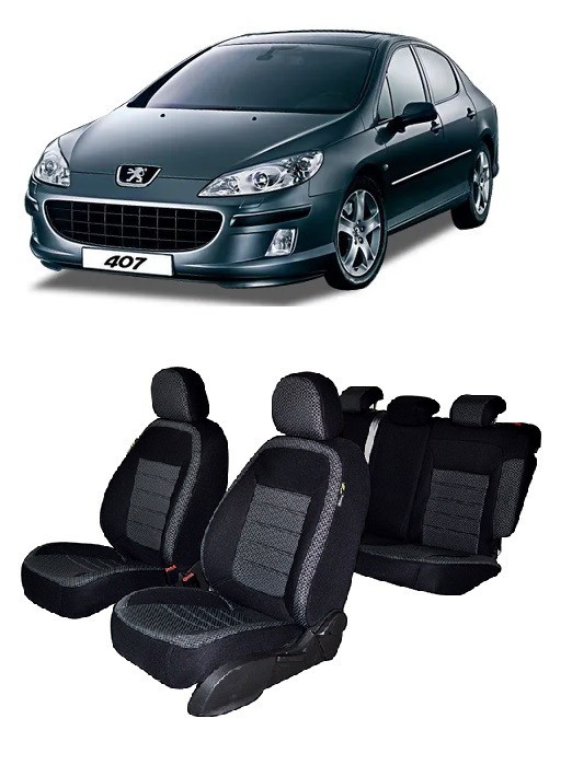 Set huse scaune dedicate PEUGEOT 407 2005-2011 (Bancheta fracionata si husa cotiera)