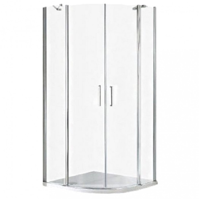 Cabină de duș curbată Scorpio cu ușă cu balamale, fără cădiță de duș și strat de acoperire Easy Clean