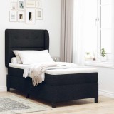 vidaXL Pat cu arcuri cu saltea cu headboard Negru 90 x 190 cm țesătură 3340538