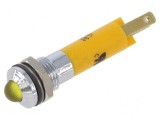 Lampă LED convexă galbenă 12VDC 12VAC &Oslash;8mm IP67