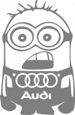 Sticker auto &amp;quot;Audi minion&amp;#039;&amp;#039;, 20x14cm, gri foto