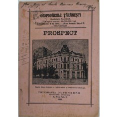 GOSPODARIILE TARANESTI , SOCIETATE ANONIMA , PROSPECT , 1919, COPERTA CU PETE SI URME DE UZURA , INSEMNARI