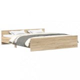 Cadru pat cu tablie la cap/picioare, stejar sonoma, 180x200 cm
