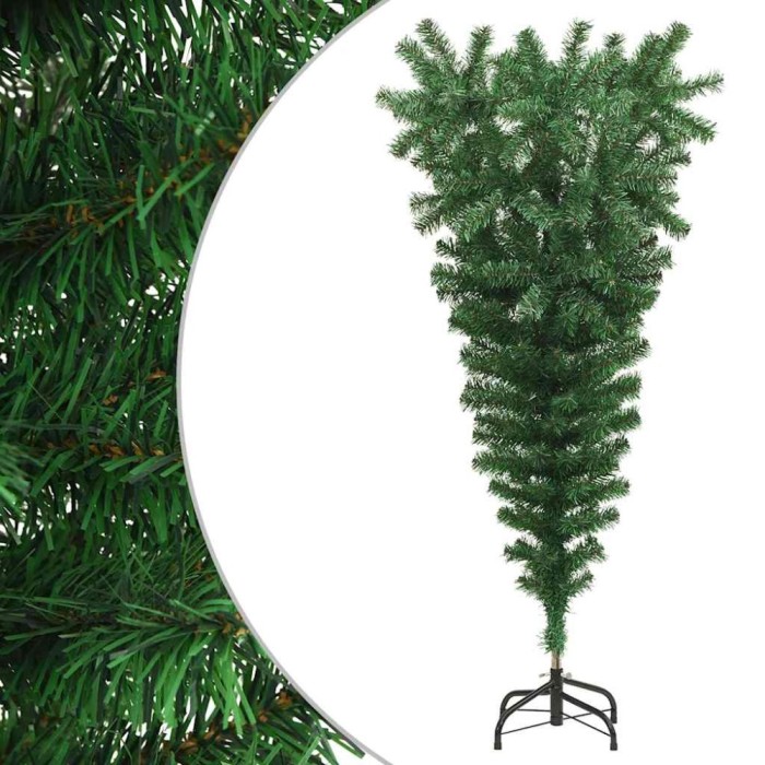 Pom de Crăciun artificial inversat, cu suport, verde, 120 cm